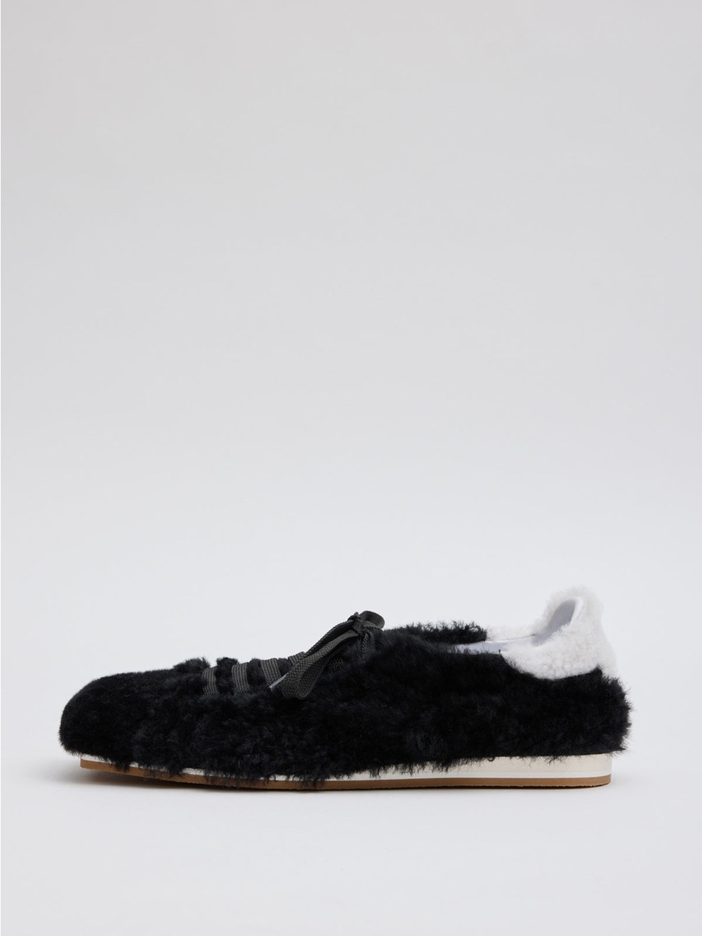 TIBI Teddy Shearling Seth Sneaker Black White Size 36 - Picture 2 of 14